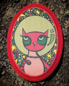 Pink Astrokitty on Wood