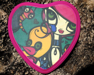 Thick-n-Thin on Wooden Heart